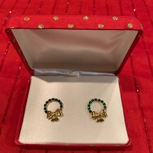 Vintage Christmas Wreath Earrings in original box